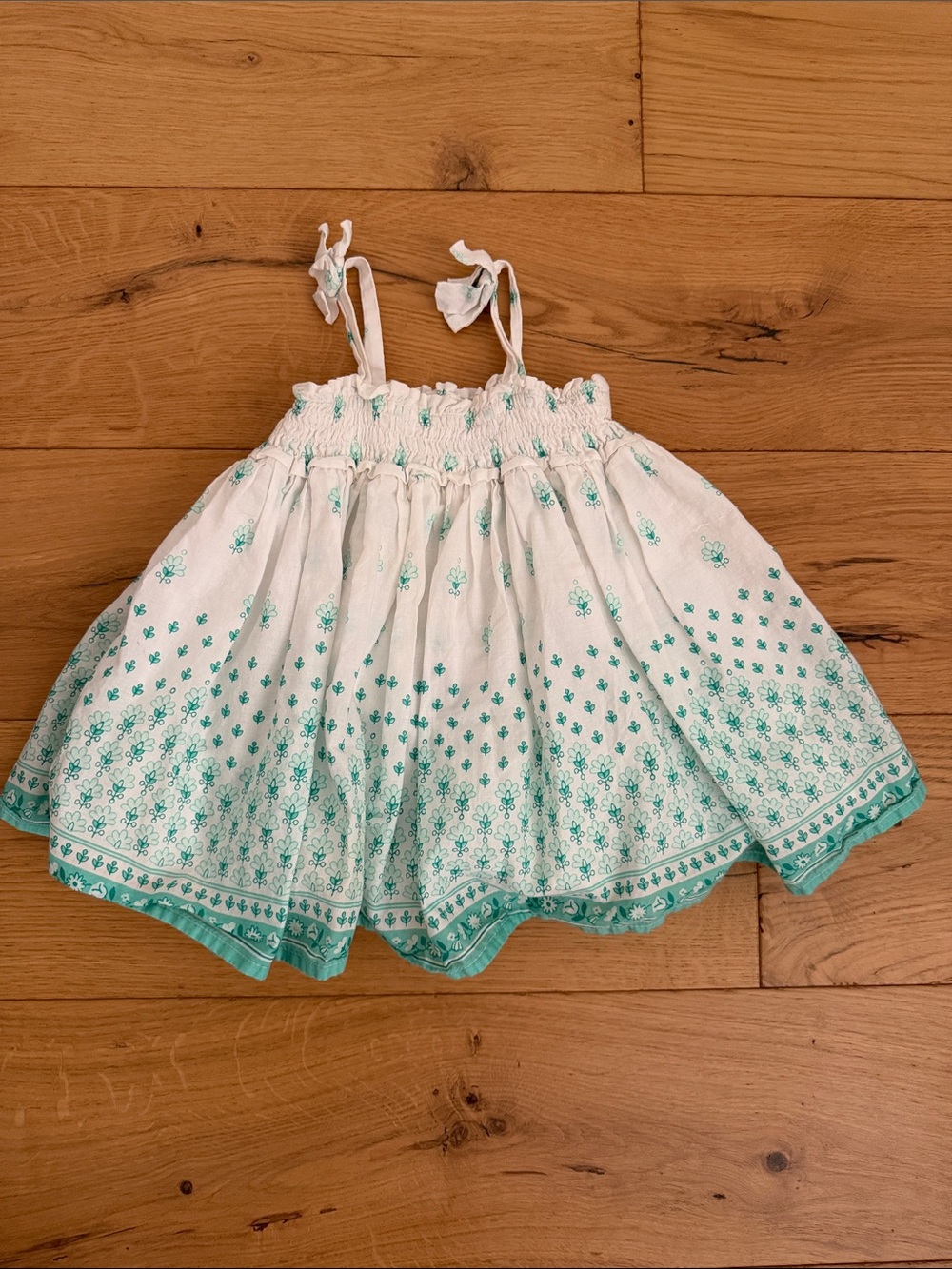 GAP White and Mint Green Smocked Sundress